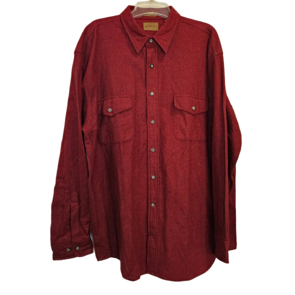 St. John's Bay Men's XL Red Chamois Button Down Shirt Vintage